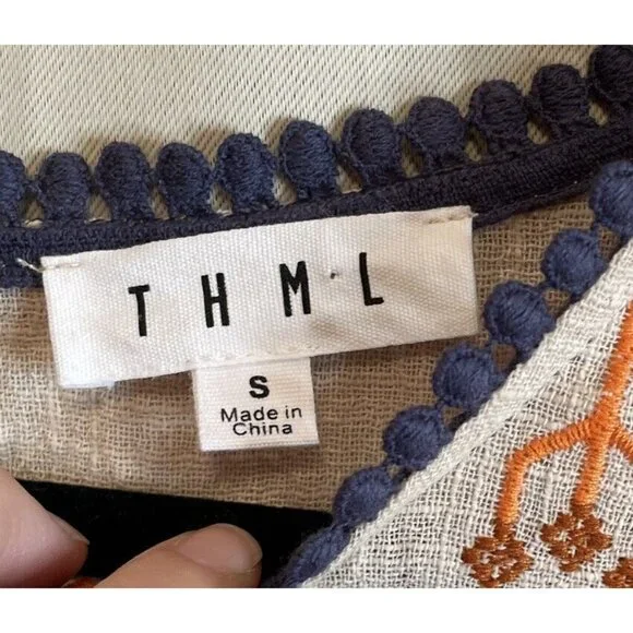 THML Women's Size Small Top Shirt Colorful Floral Embroidered Aztec Tribal Boho - Picture 4 of 9